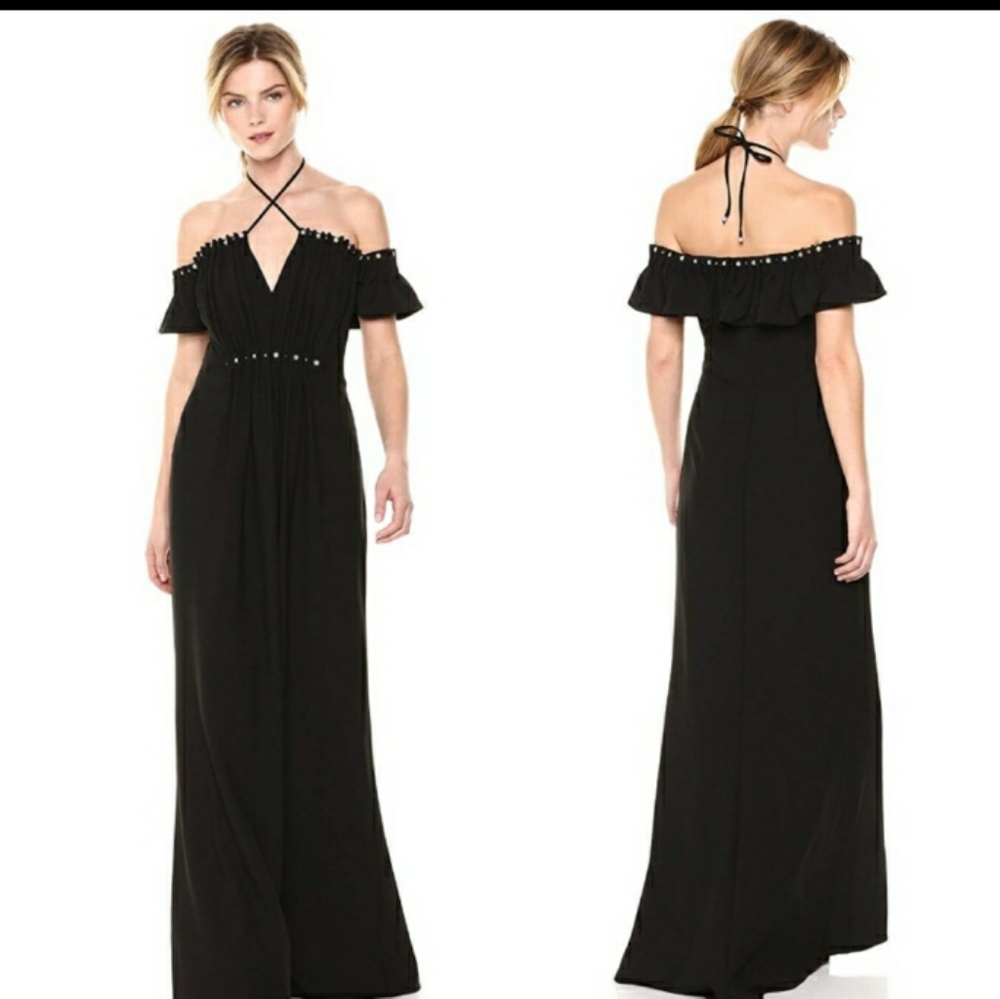 ZAC ZAC POSEN EMBELLISHED PEARL BLACK DRESS. NWT SIZE 8